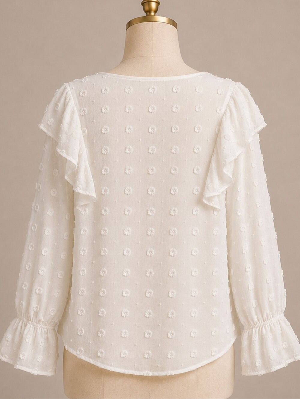 ANDREE BY UNIT Ivory Textured Ruffle Blouse - Picture 2 of 5